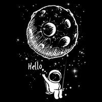 Cartoon Astronaut Moon Swing Cooling Performance Crew T-Shirt