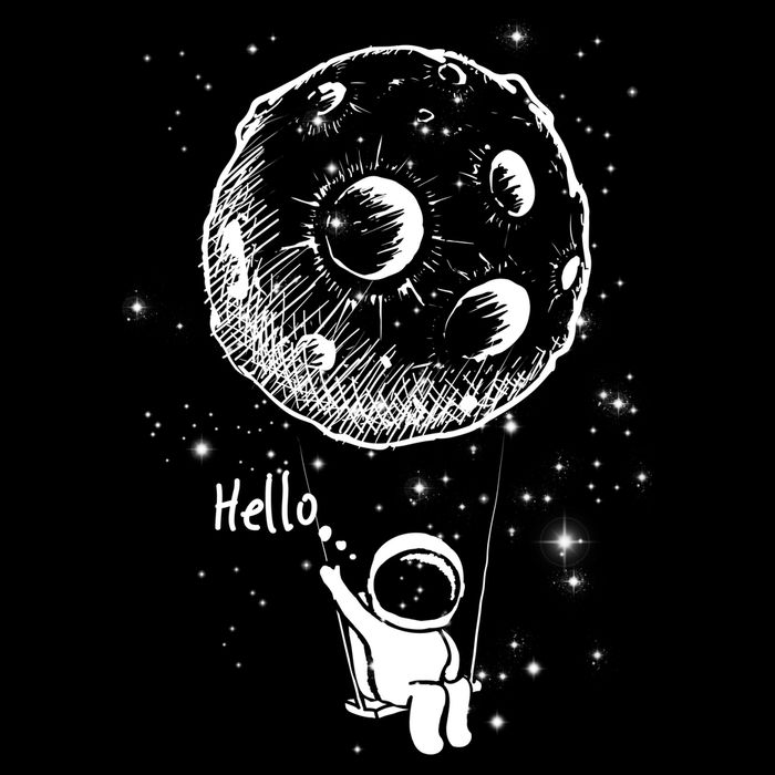Cartoon Astronaut Moon Swing Cooling Performance Crew T-Shirt