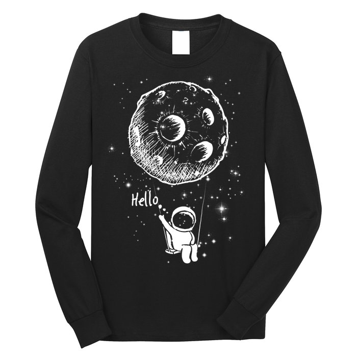 Cartoon Astronaut Moon Swing Long Sleeve Shirt