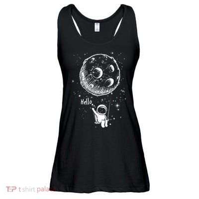 Cartoon Astronaut Moon Swing Ladies Essential Flowy Tank