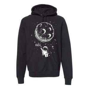 Cartoon Astronaut Moon Swing Premium Hoodie