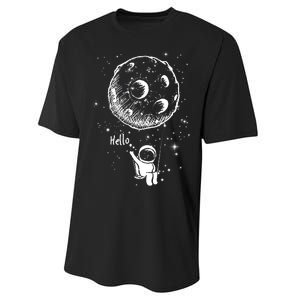 Cartoon Astronaut Moon Swing Performance Sprint T-Shirt