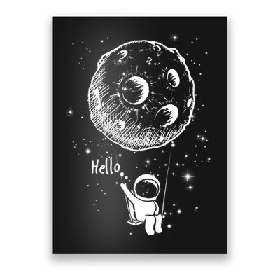 Cartoon Astronaut Moon Swing Poster