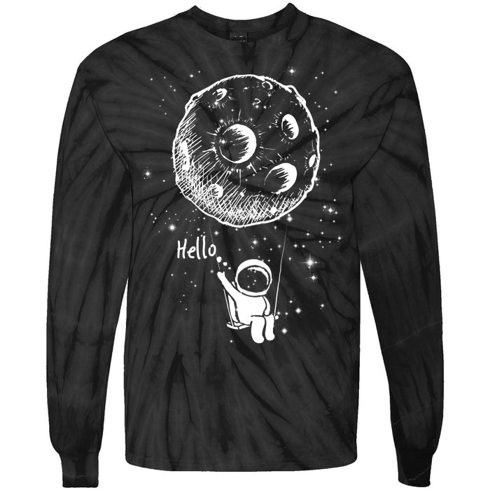 Cartoon Astronaut Moon Swing Tie-Dye Long Sleeve Shirt