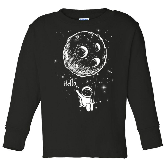 Cartoon Astronaut Moon Swing Toddler Long Sleeve Shirt