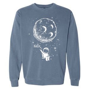 Cartoon Astronaut Moon Swing Garment-Dyed Sweatshirt