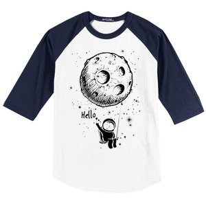 Cartoon Astronaut Moon Swing Baseball Sleeve Shirt