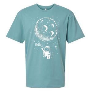 Cartoon Astronaut Moon Swing Sueded Cloud Jersey T-Shirt