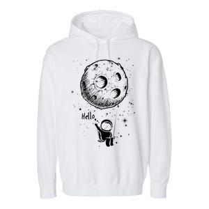 Cartoon Astronaut Moon Swing Garment-Dyed Fleece Hoodie