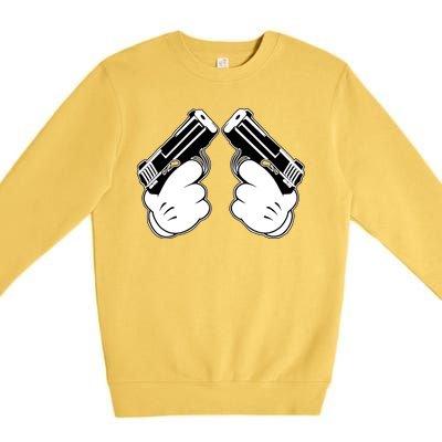 Cartoon Guns Hands Pistol Premium Crewneck Sweatshirt