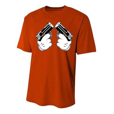 Cartoon Guns Hands Pistol Performance Sprint T-Shirt