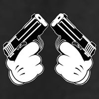 Cartoon Guns Hands Pistol 7 Panel Mesh Trucker Snapback Hat