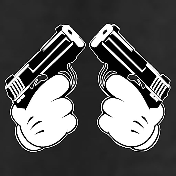 Cartoon Guns Hands Pistol 7 Panel Mesh Trucker Snapback Hat