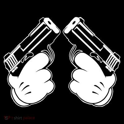 Cartoon Guns Hands Pistol T-Shirt