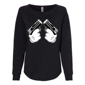 Cartoon Guns Hands Pistol Womens California Wash Sweatshirt