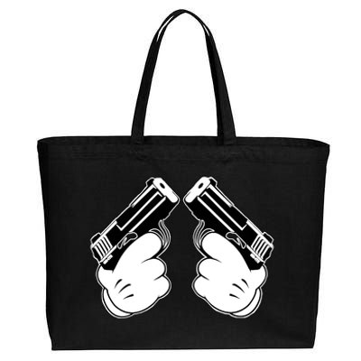 Cartoon Guns Hands Pistol Cotton Canvas Jumbo Tote