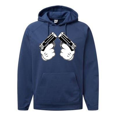 Cartoon Guns Hands Pistol Performance Fleece Hoodie