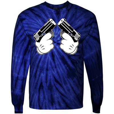 Cartoon Guns Hands Pistol Tie-Dye Long Sleeve Shirt