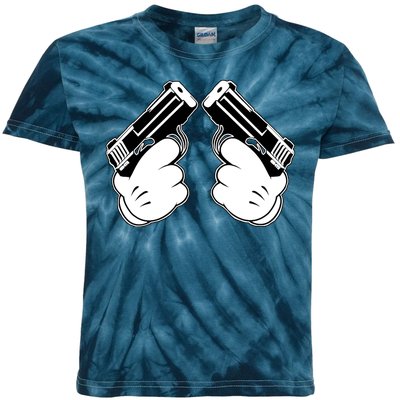 Cartoon Guns Hands Pistol Kids Tie-Dye T-Shirt