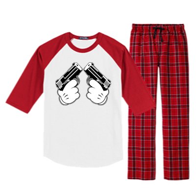 Cartoon Guns Hands Pistol Raglan Sleeve Pajama Set