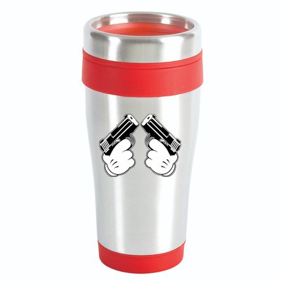 Cartoon Guns Hands Pistol 16oz Travel Tumbler