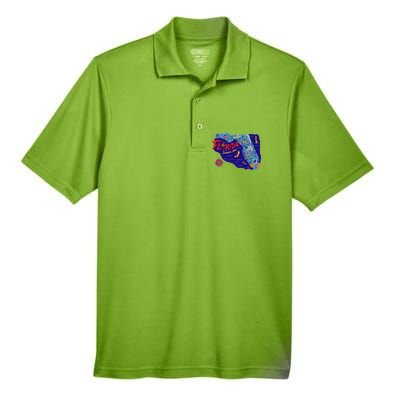 Cartoon Map of Florida Men's Origin Performance Pique Polo