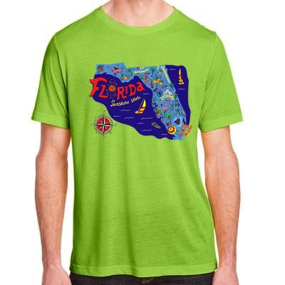 Cartoon Map of Florida Adult ChromaSoft Performance T-Shirt