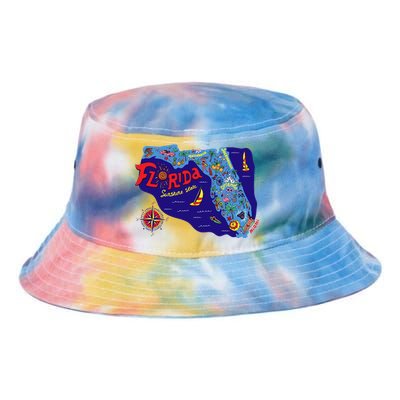 Cartoon Map of Florida Tie Dye Newport Bucket Hat