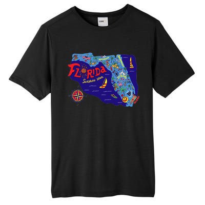 Cartoon Map of Florida Tall Fusion ChromaSoft Performance T-Shirt