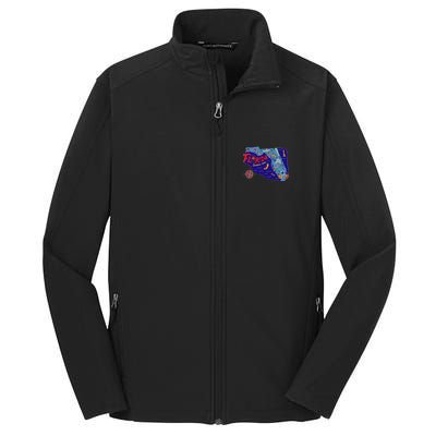 Cartoon Map of Florida Core Soft Shell Jacket