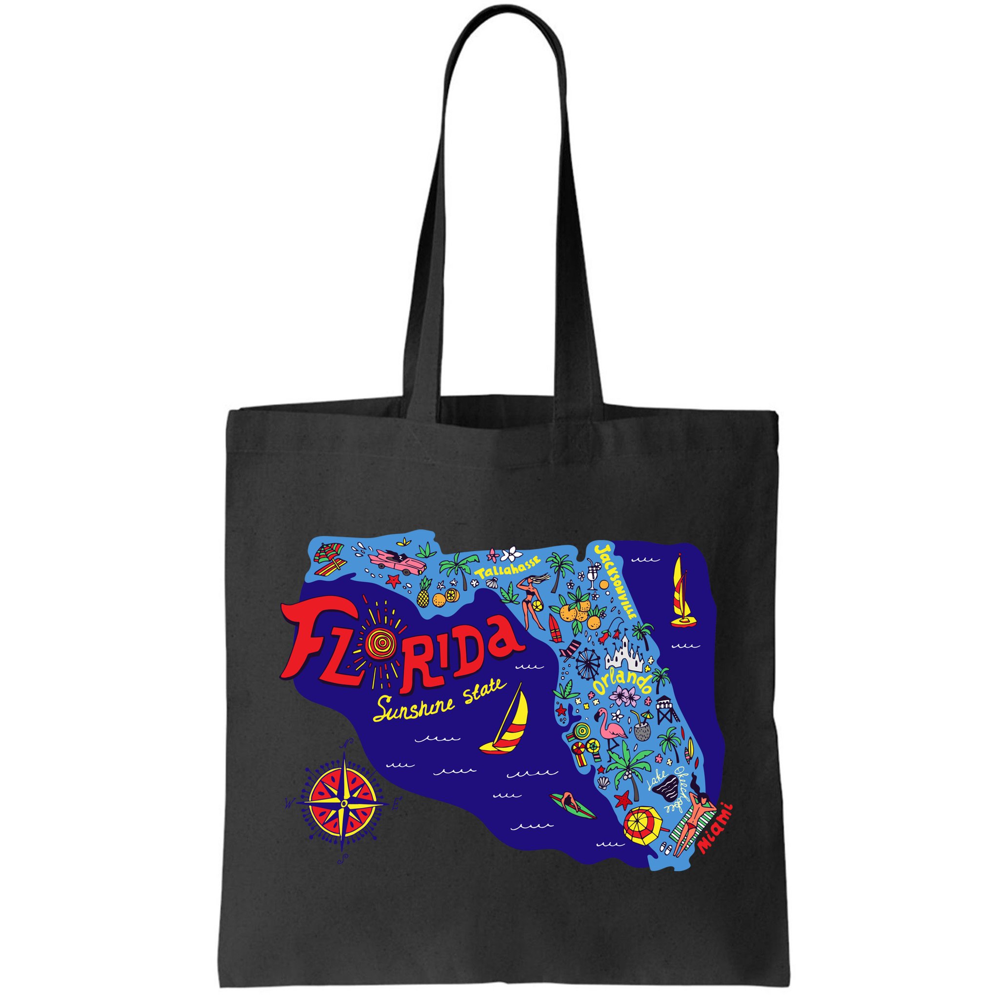 Cartoon Map of Florida Bag