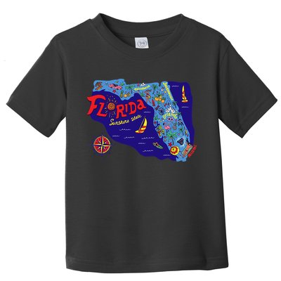 Cartoon Map of Florida Toddler T-Shirt