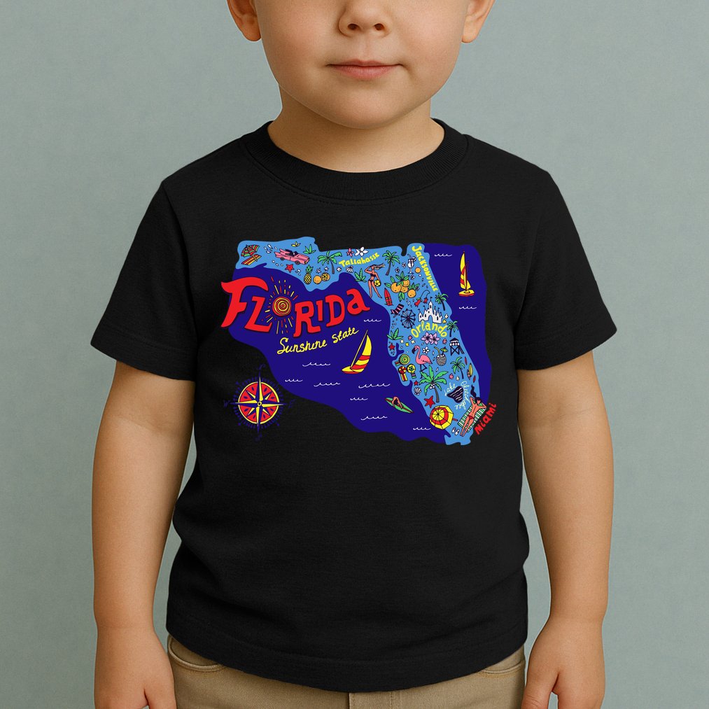 Cartoon Map of Florida Toddler T-Shirt