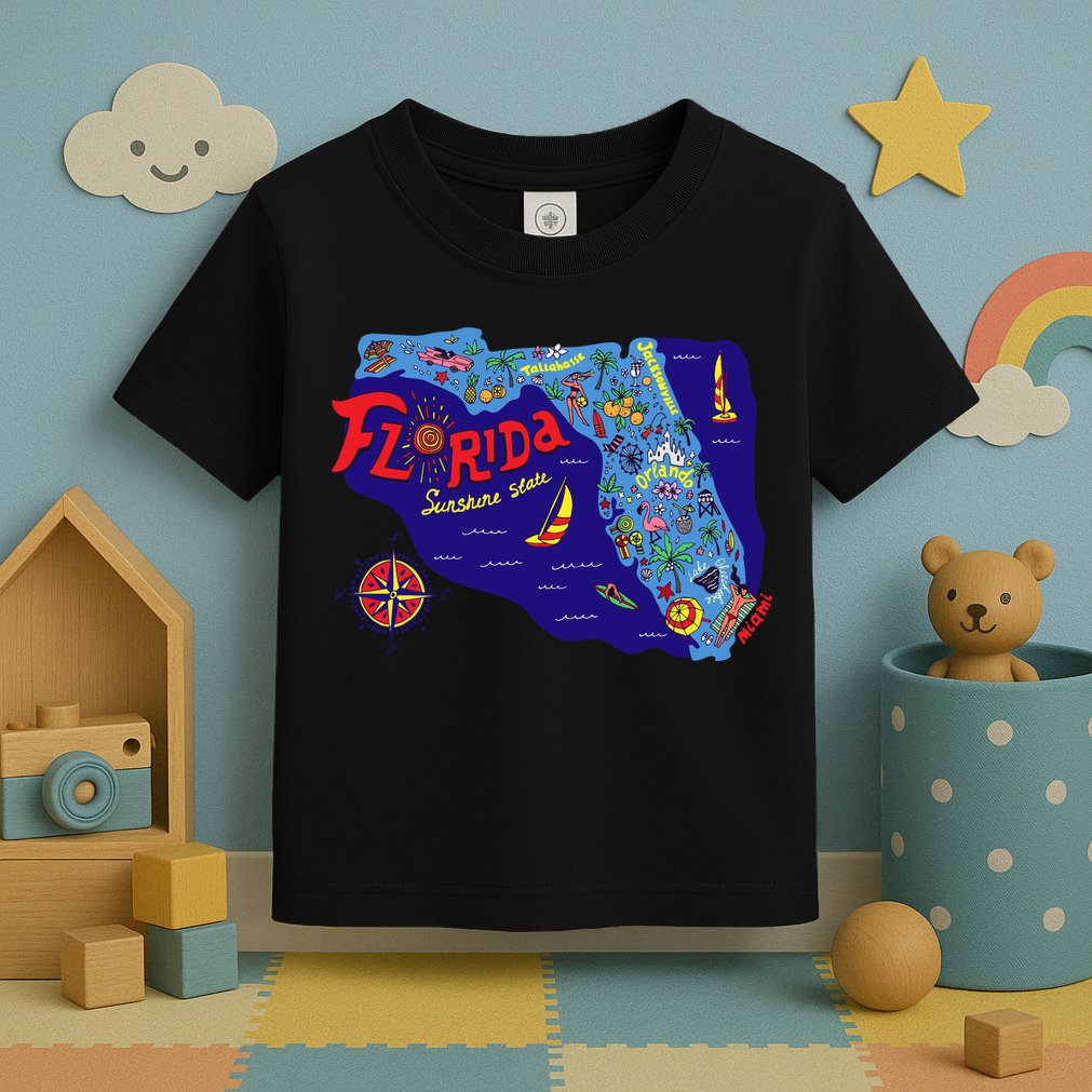 Cartoon Map of Florida Toddler T-Shirt