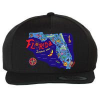 Cartoon Map of Florida Wool Snapback Cap