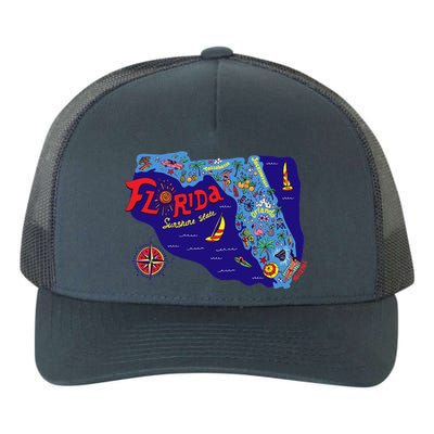 Cartoon Map of Florida Yupoong Adult 5-Panel Trucker Hat