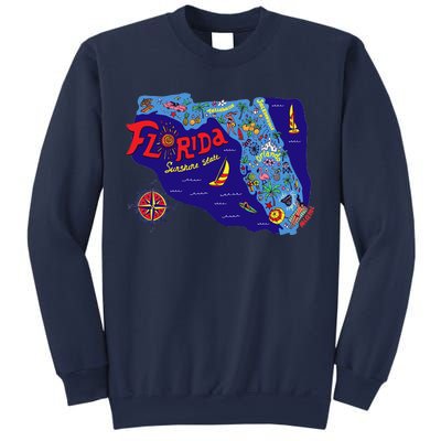 Cartoon Map of Florida Sweatshirt