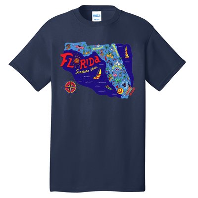 Cartoon Map of Florida Tall T-Shirt