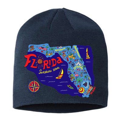 Cartoon Map of Florida Sustainable Beanie