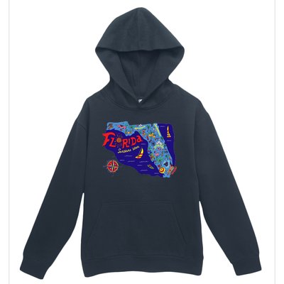 Cartoon Map of Florida Urban Pullover Hoodie