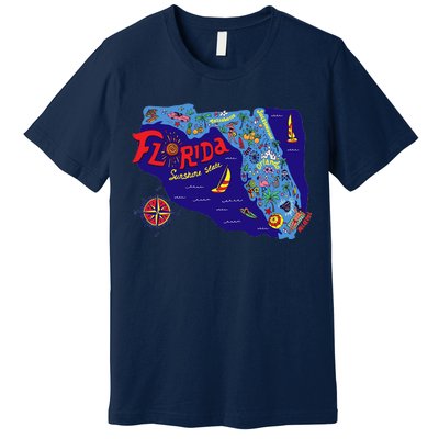 Cartoon Map of Florida Premium T-Shirt