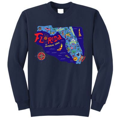 Cartoon Map of Florida Tall Sweatshirt