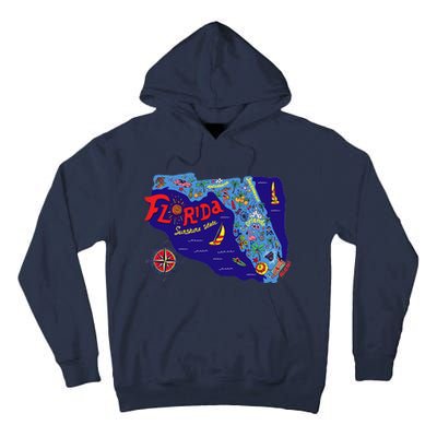 Cartoon Map of Florida Tall Hoodie