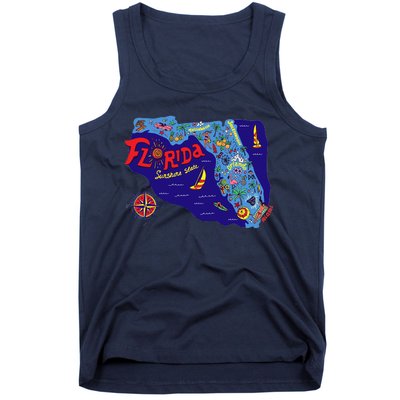 Cartoon Map of Florida Tank Top