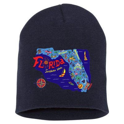 Cartoon Map of Florida Short Acrylic Beanie