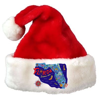 Cartoon Map of Florida Premium Christmas Santa Hat