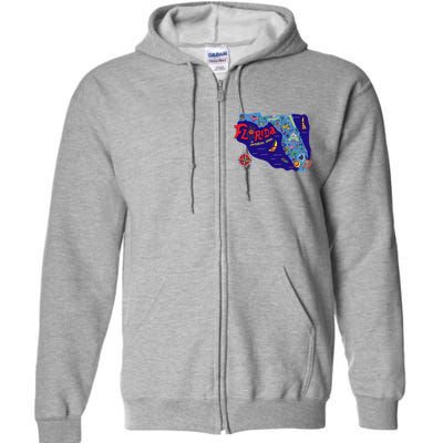 Cartoon Map of Florida Full Zip Hoodie