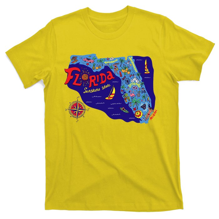 Cartoon Map of Florida T-Shirt