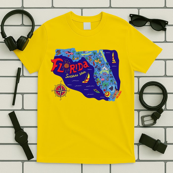Cartoon Map of Florida T-Shirt