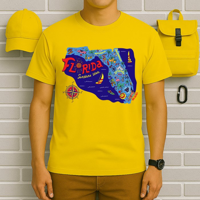 Cartoon Map of Florida T-Shirt